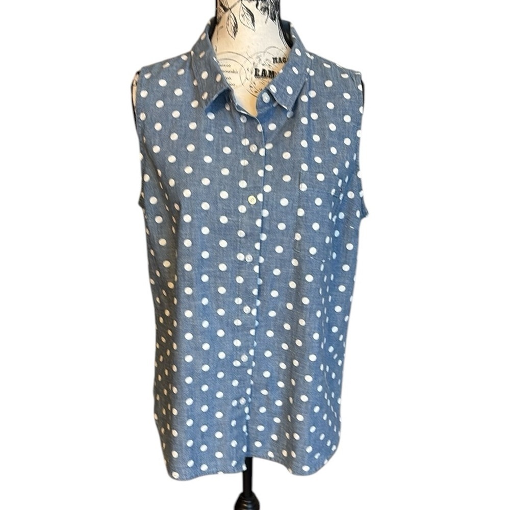 Tommy Hilfiger Women’s Sleeveless Top Polka Dot Blue Size L
